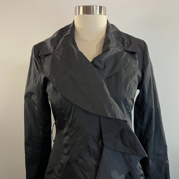 Cole Haan Women's Black Ruffled Lightweight Jacket - Size XS - Picture 3 of 8